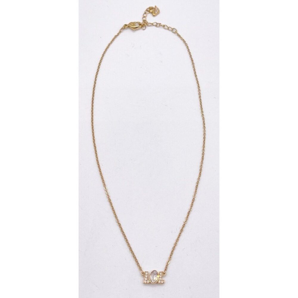 Swarovski Crystal Humorist LOL Pendant Necklace Gold Tone Adjustable Length - Picture 4 of 7